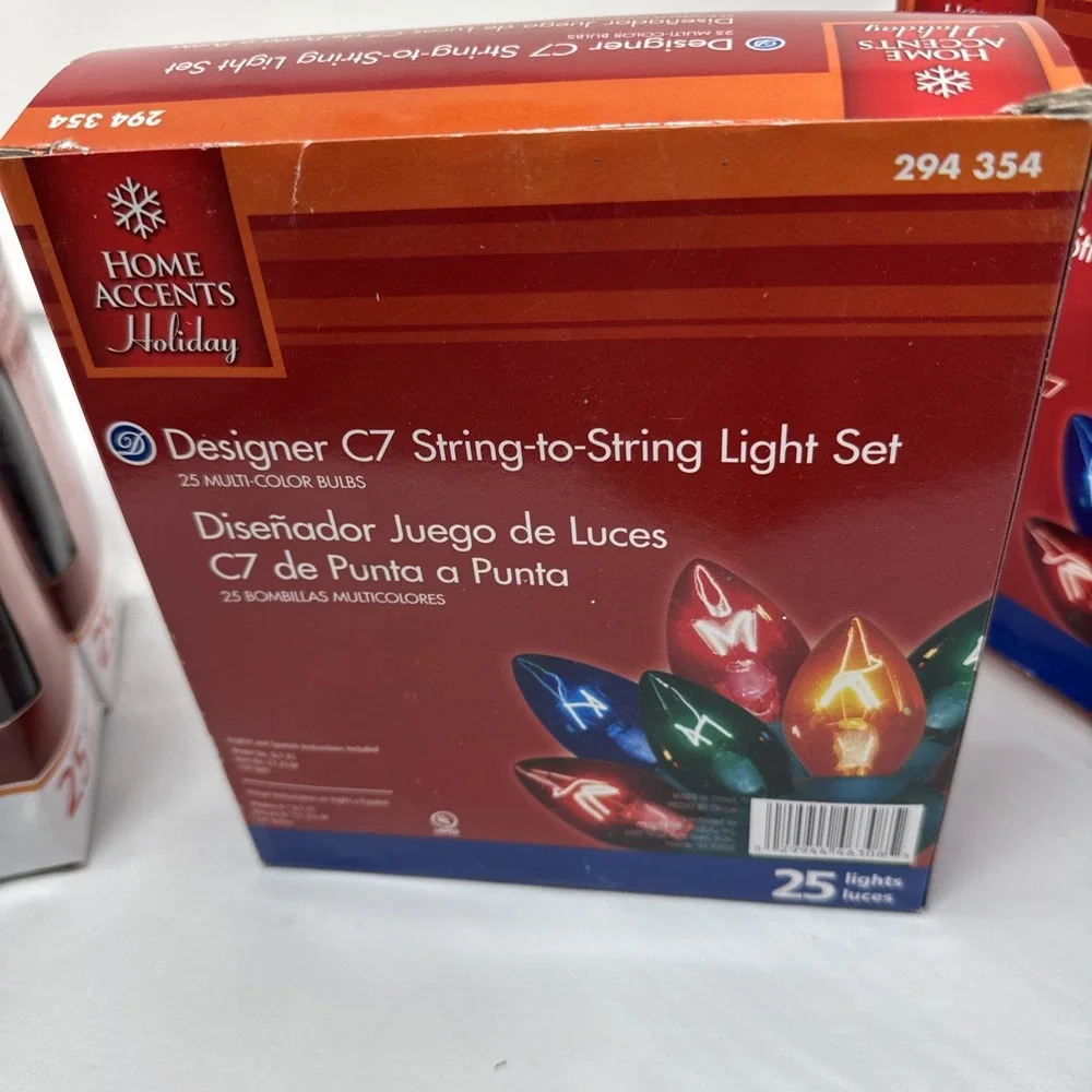 5Home Accent C7 Multi Color 25' 25CT Incandescent Christmas Lights  NEW & TESTED
